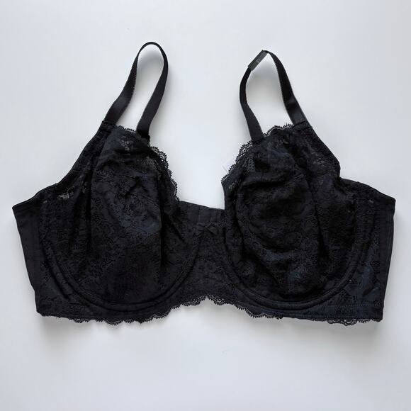 Torrid Full Coverage Unlined Super Soft Lace Straight Back Bra Black 42D NEW - Picture 1 of 14